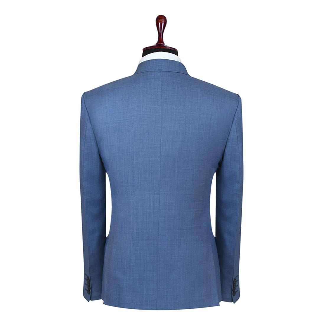 Azure Light Blue Sharkskin Suit