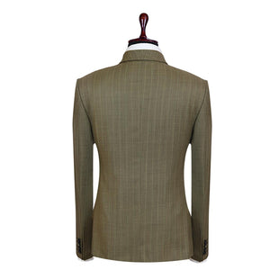 Medlar Olive Green Pinstripe Suit