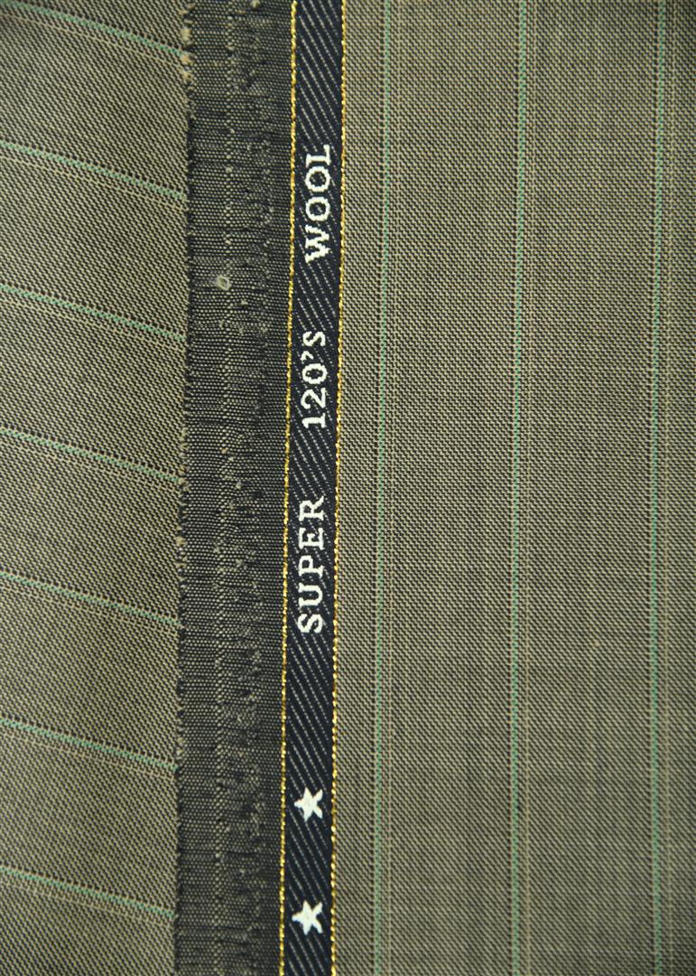 Medlar Olive Green Pinstripe Suit